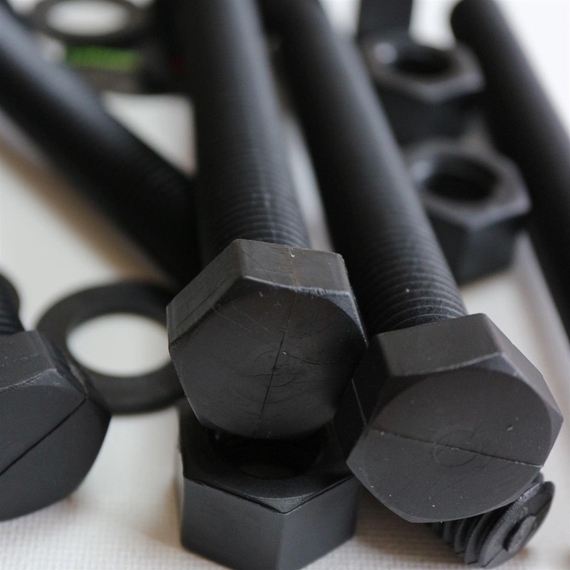 5 x Black Hexagon Head Screws Polypropylene (PP) Plastic Nuts,