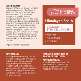 Himalaya Salt Scrub Exfoliante Corporal de Sal del Himalaya con Colágeno, Aceite de Coco y Células Madre Exfolia suavemente rostro, cuerpo, manos y pies, cuidado de la piel hidratante 453 g