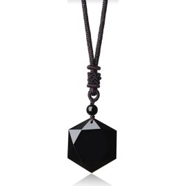 Collar De Obsidiana Con Dije Estrella Hexagrama Negra Fortuna Y Buena Suerte En Forma Hexagonal Joyeria Hombre Y Mujer Contra Energía Negativa Limpieza Espiritual Vikingo Tender Lihome 1 Pza