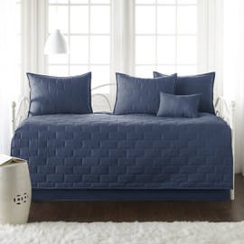 Brickyard Collection - Premium Quality, Soft, Wrinkle, Fade, & Stain Resistant, Easy Care, Daybed Cover Set, Twin, Dark Blue