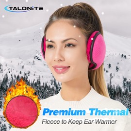 TALONITE Winter Ear Muffs for Men & Women - Foldable Fleece Ear Warmers - Pefer for Outdoor Skiing - Behind the Head Earmuffs