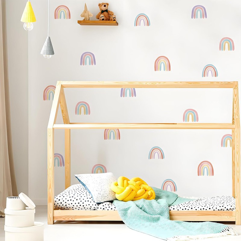 12 Pegatinas de Arcoíris Acuarela para Pared - Decoración Bohemia