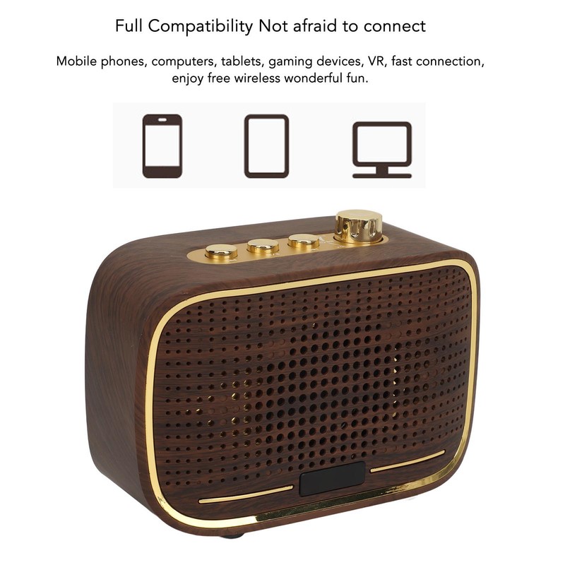 Retro Bluetooth Speaker 1500mah Clear Sound USB Port Mini Wireless