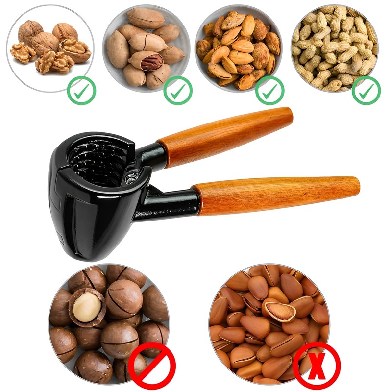 Multifunctional Nutcracker and 3 Cleaning Brushes, Nutcracker Walnuts with Non-Slip