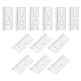 sourcing map 12Pcs 3x1.4 Inch Door Hinges Non-Mortise No Noise Bifold Door Hinges Plating for Cabinet Furniture Window Wardrobe, White