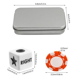 Left Right Center Dice Game Set with 3 Dices + 36 Red Poker Chips and Silver Storage Box