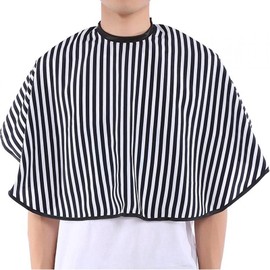 Hairdressing Cape Short, Hair Cutting Capes, Hairdressing Cape, Short Washable Hairdressing Salon Dress, Hair Cutting Apron for Hairdressing Salon, Black with White Stripes