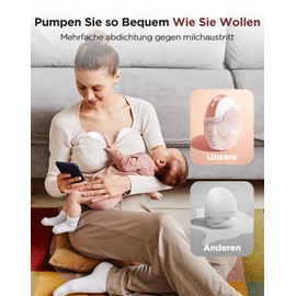 Haokoo Electric Portable Hands-Free Breast Pump - Lightweight Electric Breast Pump with BPA-Free, Leak-proof Upgrade, 3 Modes and 12 Levels, with 17/19/21/24 mm Flange (Rose Gold2, Pack of 2)