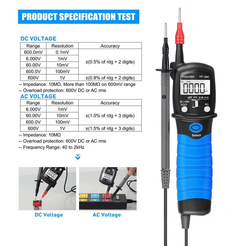 INFURIDER Digital Pen Multimeter YF-38C High Precision AC/DC Voltage Tester