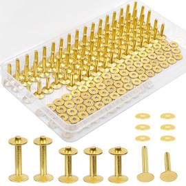 JUNESunShine 154Pcs Brass Rivets for Leather, #12 Smooth Leather Rivets Without Pattern, Pure Copper Rivets and Burrs for Leather Work Jeans Jacket Clothing Bag Belt Strap Wallets Craft Fasteners Kit