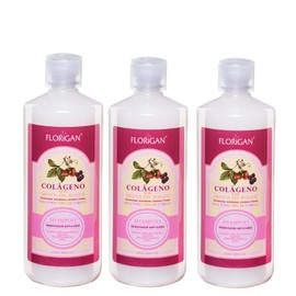FLORIGAN Shampoo Renovador Anti-Caída de Colágeno con Frutos del Bosque 1000ml (3 Piezas)