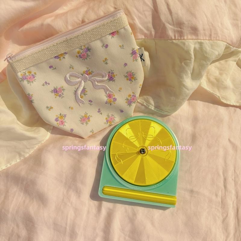 Shiny Mini Portable Yarn Spinner:_rose pink+embroidered bow bag