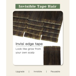 SURNEL Injected Tape in Hair Extensions 16 Inch Dark Brown Balayage Caramel Blonde Highlights Brown Natural Real Hair Extension Seamless Remy Invisible Skin Weft Straight 20 Pcs 35g(#4274-16)