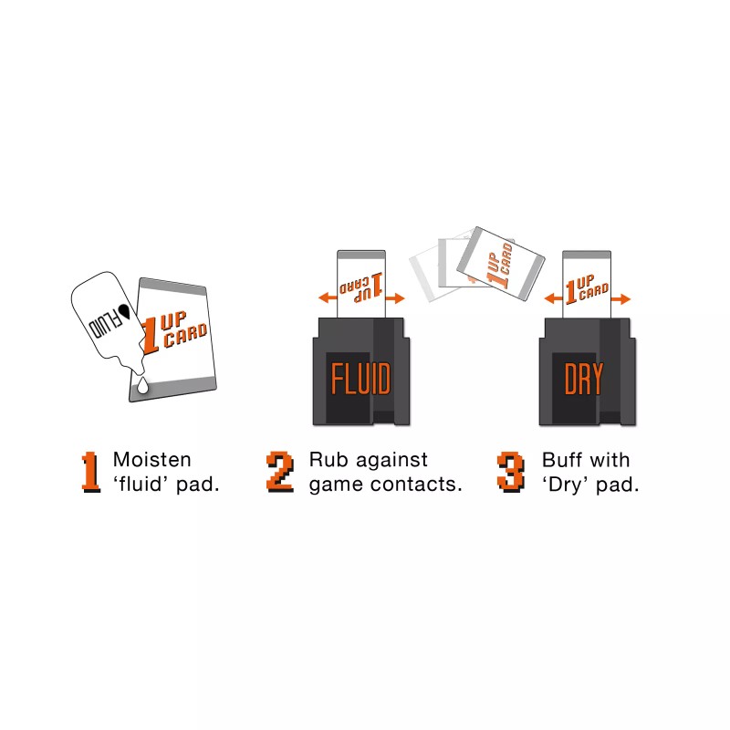 1UPcard™ Video Game Cartridge Cleaning Kit - Card with Fluid