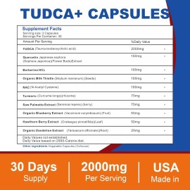 Tudca 2000mg Con 60 Capsulas Apoyo Hepático Hecho En Usa