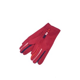 'Margot' Ladies' Gloves Vera Tucci Suede Feel Touch Screen Multi Coloured Fingers G05 - Burgundy (BURGUNDY, LARGE)