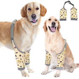 Dog Elbow Protector for Front Leg Calluses, Doggy Joint Recovery Sleeve for Prevent Licking, Adjustable Dog Elbow Pads Leg Wound Care, Pet Knee Brace Protector for Canine Sprain Arthritis, Cartoon,L