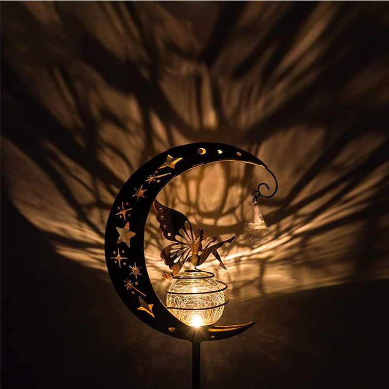 HIQE-FL HIQE-FL Mond Solarleuchten Garten Deko,Metall Mond Solarleuchten Garten Deko,Mond