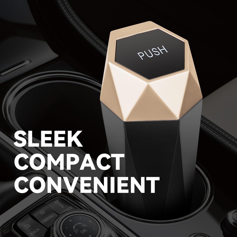 Auto Dynasty Diamond Design Leakproof Car Trash Garbage Can Cup