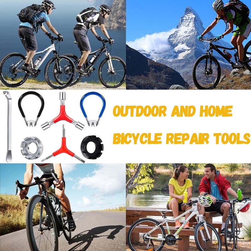 MOAZIFI Spoke Wrench Bicycle 7-Piece Set, Spoke Tensioner with Rubber