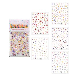 Flower Nail Stickers – 5D Embossed Floral Nail Art Stickers, Bratrico 5-in-1 Colorful Petal Design Self-Adhesive Set for DIY Manicure, Nail Accessories for Women & Girls (Caramel Bloom Drama)