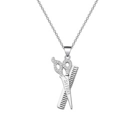 FUSTMW Hairstylist Gifts Scissor Necklace Comb Pendant Scissors Jewelry Stylist Cosmetology Student Hairdresser Gift (Scissor Necklace)