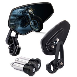 Motorcycle Bar End Mirrors Compatible With Honda GROM MSX125 Kawasaki Z650 Z125 Z900 Z750 SV650 Yamaha MT-07 MT-03 MT-09 MT-10 FZ09 Suzuki GS-F1250 7/8" Motorcycle CNC Bar End Rear View Mirrors