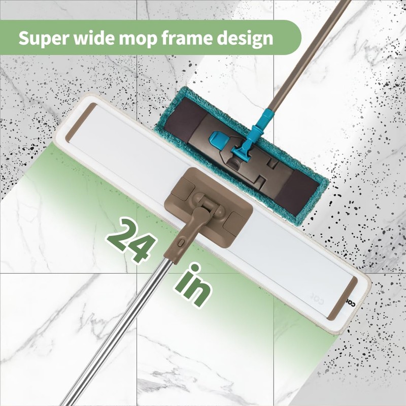 CQT Commercial Flat Microfiber Floor Mop Cleaning System 24" Inch