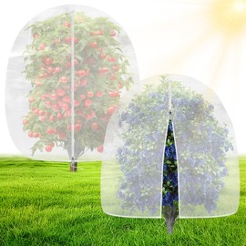 OZMI Large Bird Netting for Garden Blueberry Bushes Fruit Tree Netting Cover 8 x 8 FT, 2 Pack Plant Protection Mesh Bags with Zipper, Shrubs Bush Tomato Strawberry Berry Barrier Protectors Net