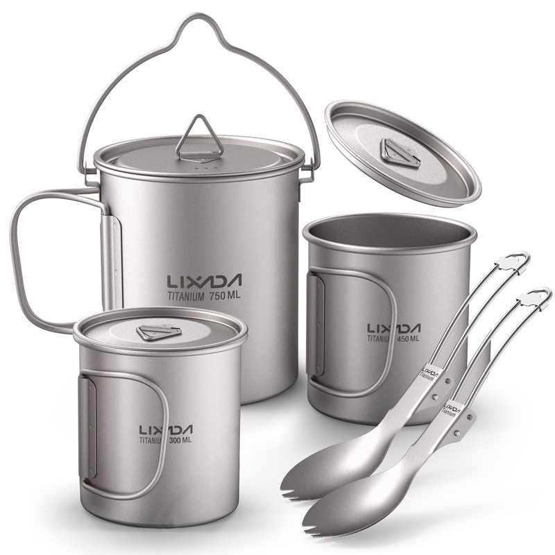 Lightweight Ti 5 Pieces Set Ti 750ml Pot 450ml and