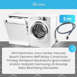 DL-pro Universal 3 m Water Hose Inlet Hose Diameter 135 mm 3/4 Inch Straight/Angled 60 Bar for Washing Machine Tumble Dryer Dishwasher