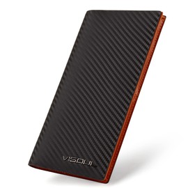 VISOUL Men's Bifold Long Wallet, IC Card Storage, No Coin Purse, Large Capacity, Ultra-thin, Italian Leather, Luxury Cowhide Leather, Bi-Fold Wallet, Genuine Leather, Made by Leading Leather Artisans,