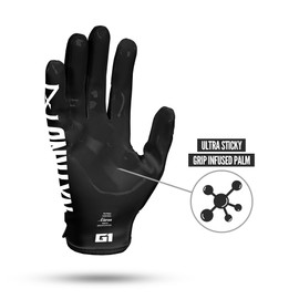 Nxtrnd G1 Pro Men's Football Gloves, Adult Sticky Receiver Gloves (Black, Small)
