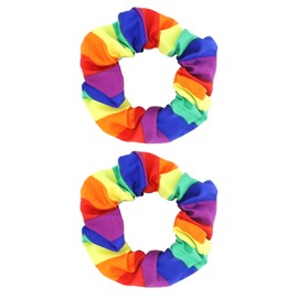 ALLY-MAGIC Rainbow Hair Scrunchies, 2PCS Pride Hair Accessories Tie Dye Scrunchies, Rainbow Flag Elastic Bands for LGBTQ Gay Pride Month Party Supplies Y9CHFQ2