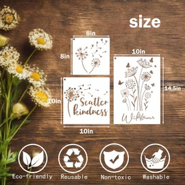 yhslmh Large Dandelion Stencils Painting on Wood Walls 14.5 X 10 inch Flower Paint Stencil Art Crafts Projects Drawing Reusable Burning Pattern on Canvas Decorating for Kids Adult (Dandelion)
