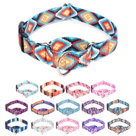 Moonpet Martingale Collar for Dogs Adjustable Soft Durable Dog Collar for Small Medium Large Boy and Male Dogs No Pull No Slip Safety Buckle Dog Collars-Rhombus/Small