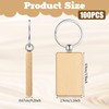 100 Pcs Wooden Keychain Blanks Bulk Rectangle Keychain Blanks