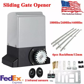 Unbranded Electric Sliding Gate Opener, AC Motor Automatic Gate 2 Remotes and 4m Rack US - 4PCS Gear Rack(8mm)