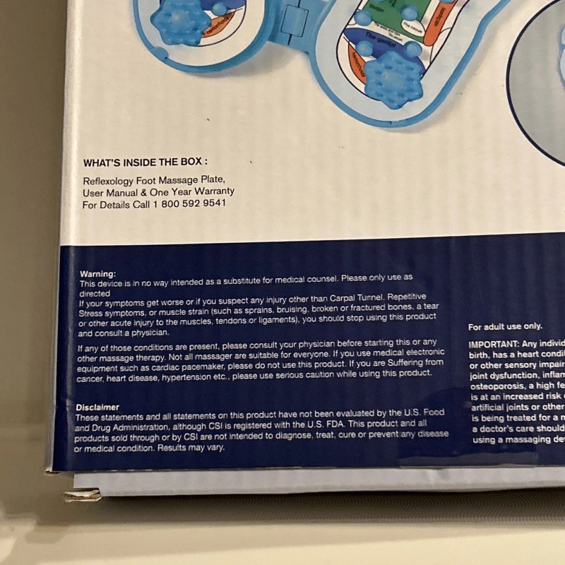 Brookstone Reflexology FOOT MASSAGE PLATE REDUCES TENSION RELIEVES PAIN NIB