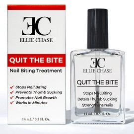 Ellie Chase Stop Nail Biting Deterrent Treatment Polish Extra Bitter Taste 0.5 Oz | Stop Putting Fingers In Your Mouth | Safe For Adults & Kids | Helps Nail Growth Made in USA | DBP Free, TPHP Free