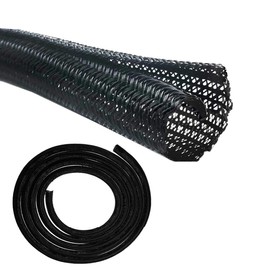 10ft 1/2inch Sleeving Braided Cable Sleeve Cord Protector Wire Tubing Cable Sleeve Split Sleeving PET Expandable Braided for Power Cord Audio Video Cable Protect Cat from Chewing