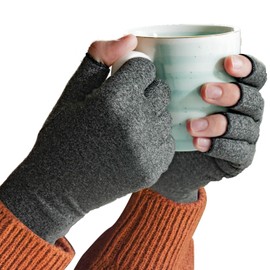 Sparthos Arthritis Hand Compression Gloves - Helps With Carpal Tunnel & Rheumatoid Artritis Pain - Support Your Hands While Typing - Fingerless Circulation Glove - Fits Men & Women (Gray - XL)