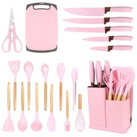 19 Piece Silicone Kitchen Utensil Set with Storage Bucket Non-Stick Cookware Tools, Camping Chef Kit, Food Grade Heat Resistant Silicone and Rust-Proof Coating