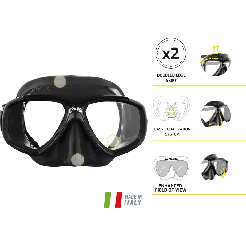 CRESSI Perla Mask Black/Blue - Unisex Perla Scuba Mask ideal