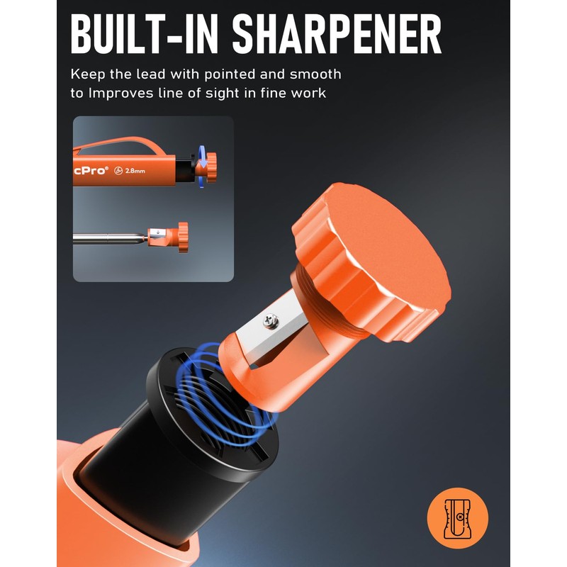 Nicpro Upgraded 3-IN-1 Carpenter Pencils Set with Finger Grip, 1Pcs