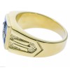 Masonic Mason men's CZ ring black enamel 14K yellow gold
