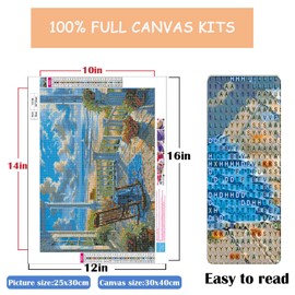 Eterkosu Landscape Diamond Art Kits for Adults Beginners, 5D DIY Scenery Full Round Drill Diamond Painting Kits Beach Paint by Diamonds Dot Painting for Adults Beginners Gem Art Pictures Home Decor