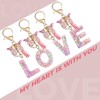 Fmeida Initial Letter Keyring for Women Cute Pink Tassel &