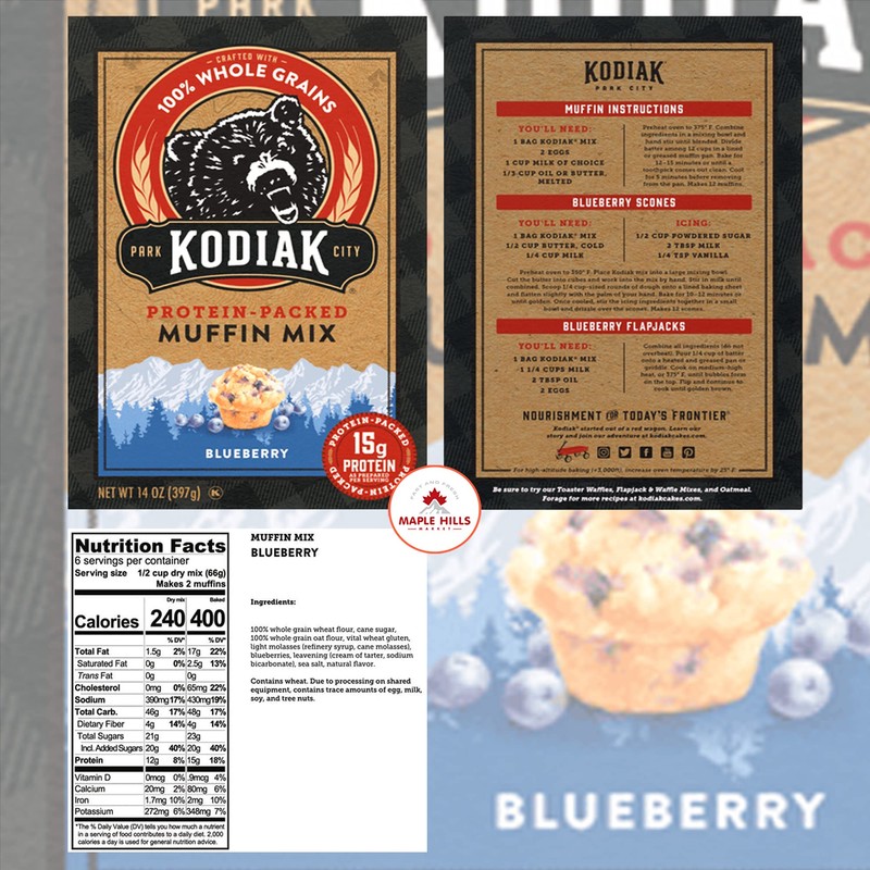 Maple Hills Market Kodiak Cakes High Protein Muffin Mix Variety