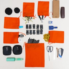 (5x8 inches) Orange Cotton Bags, Reusable And Biodegradable Produce Muslin Drawstring Bags Available in Different Sizes (Pack Of 100)